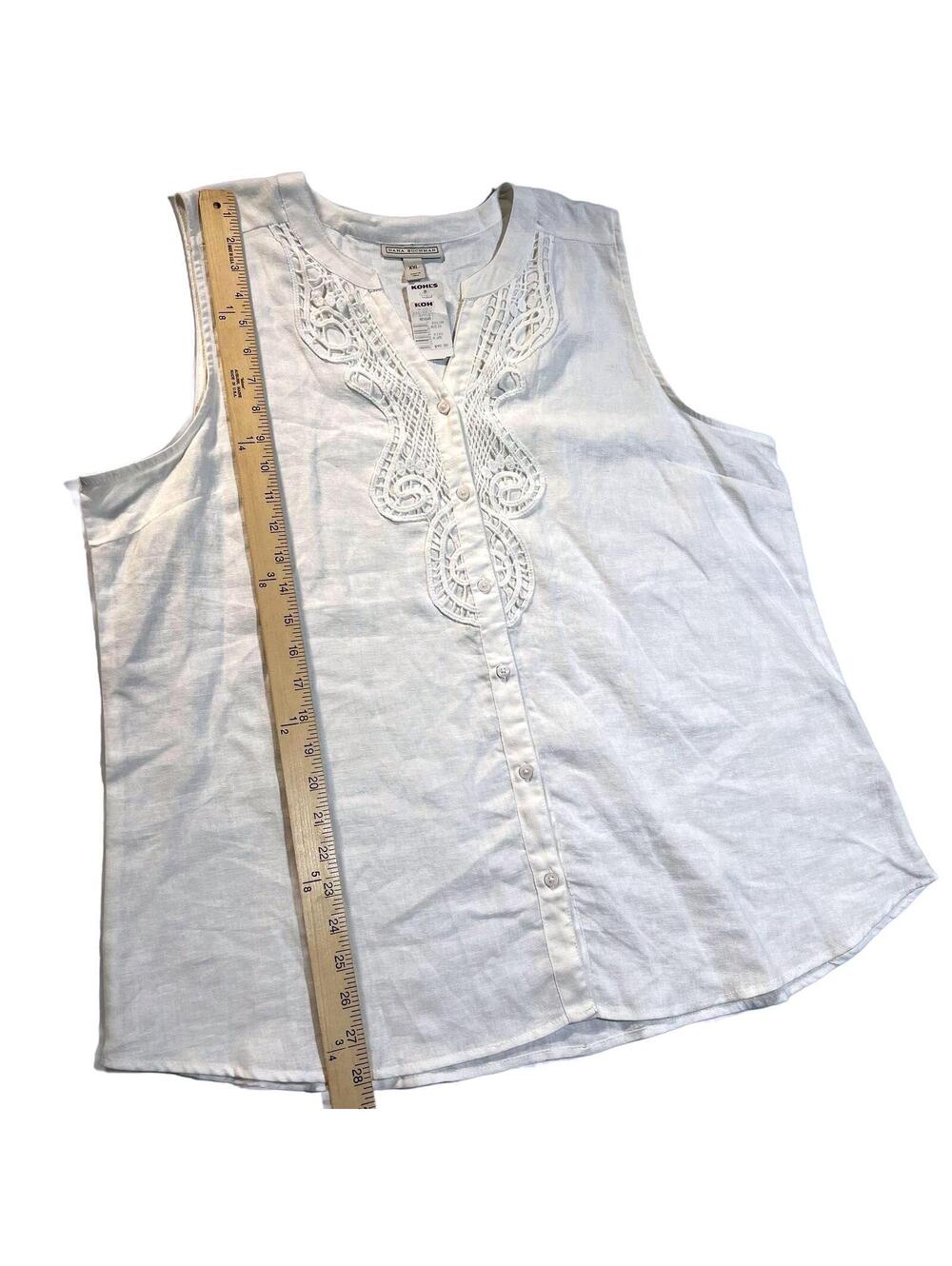 Dana Buchman Cream White Sleeveless Linen Rayon Blend Top XXL NWT - Picture 4 of 8